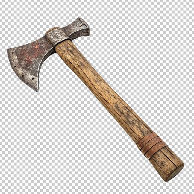 PSD weathered battle axe ancient weapon medieval tool rustic wood handle