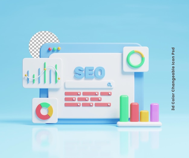 PSD web page analysis optimization icon illustration or web page analysis graph illustration