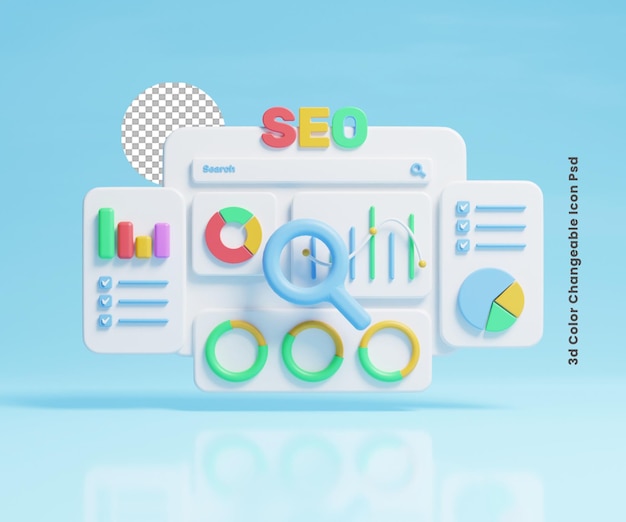 PSD web page analysis optimization icon illustration or web page analysis graph illustration