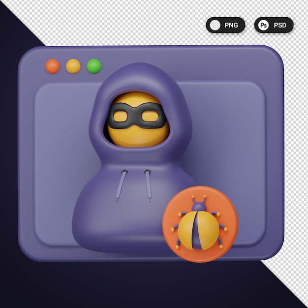 PSD website hacking cyber security icons set ux ui web design elements 3d rendering