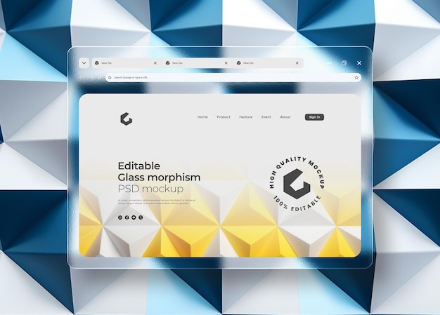 PSD website presentation browser mockup