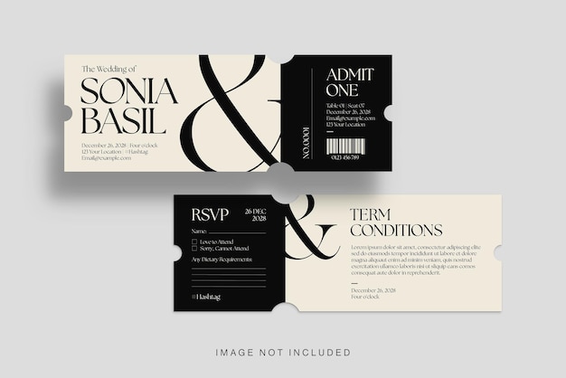 PSD wedding event ticket template in photoshop psd