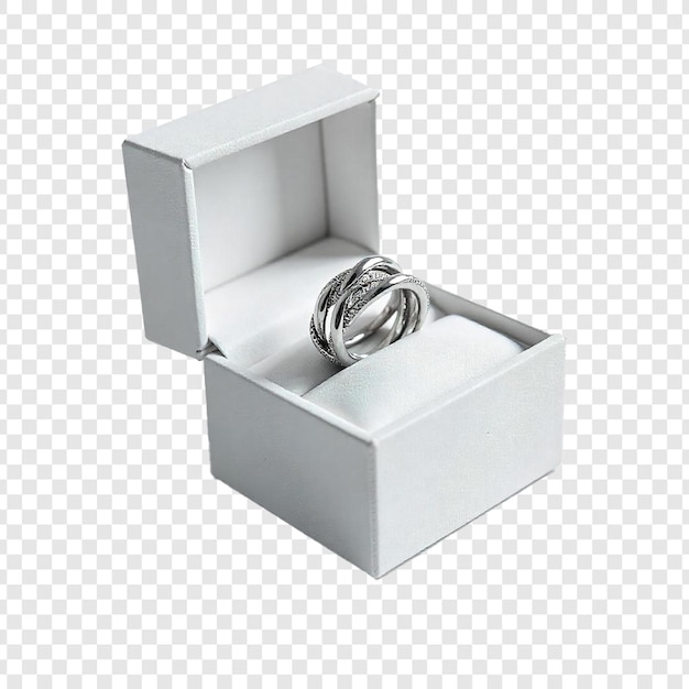 PSD a wedding ring in a box isolated on transparent background
