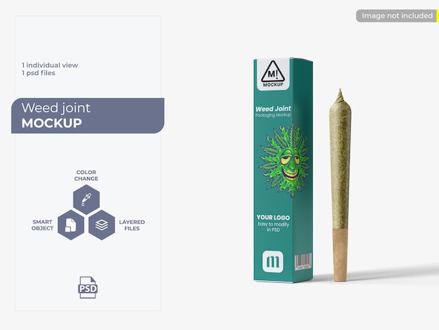 PSD weed joint with box mockup