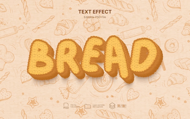 PSD wheat cookies text effect