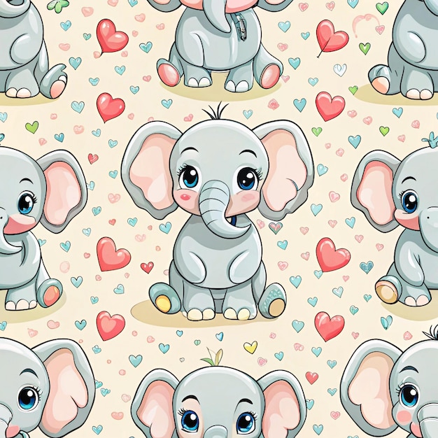 PSD whimsical cartoon elephant pattern