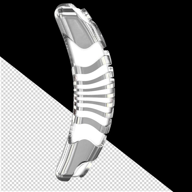PSD white 3d symbol with silver straps