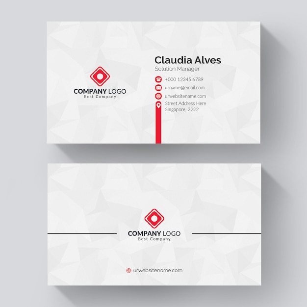 PSD white business card with red details