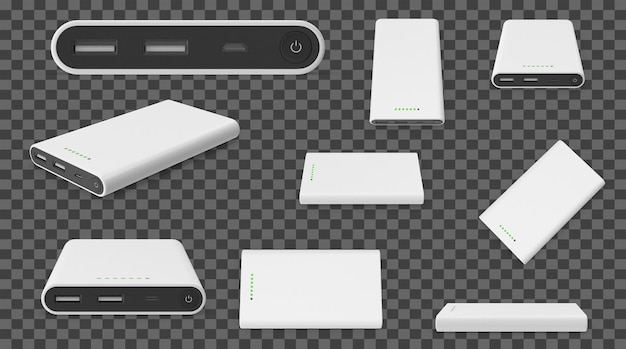PSD white portable power bank multiple views