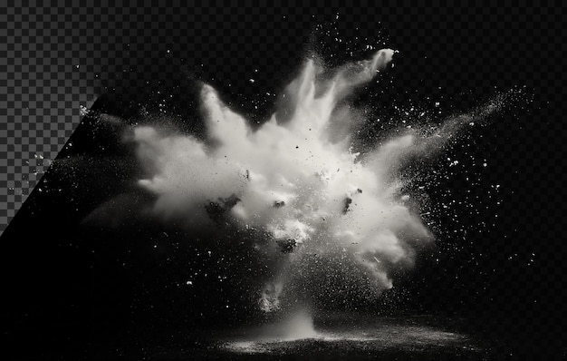 PSD white powder explosion on transparent background