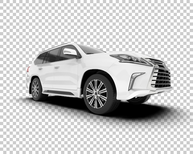 PSD white realistic suv on transparent background 3d rendering illustration