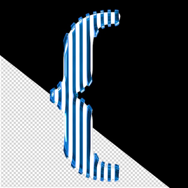 PSD white symbol with blue vertical ultra thin straps