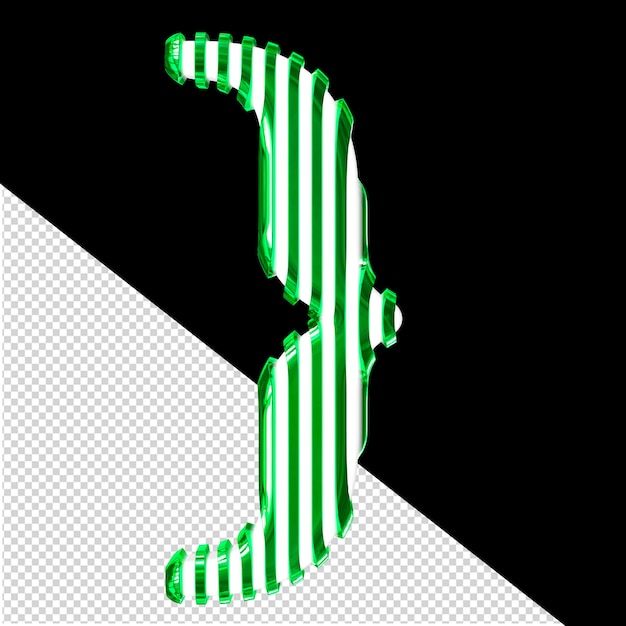PSD white symbol with green vertical ultra thin straps