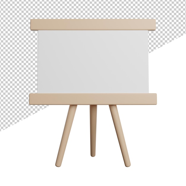 PSD whiteboard study front view icon 3d rendering illustration on transparent background