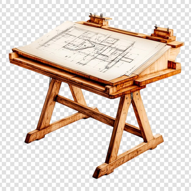 PSD wooden drafting table architectural blueprint design