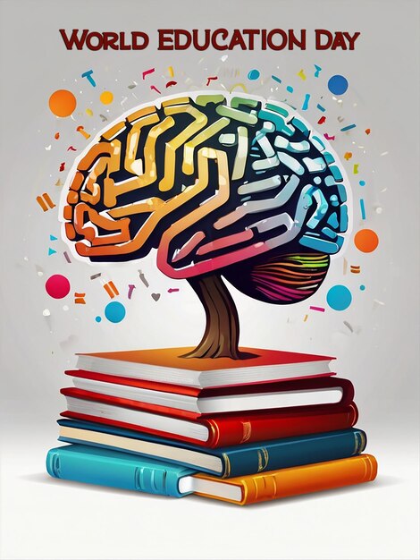 PSD world education day background with editable file