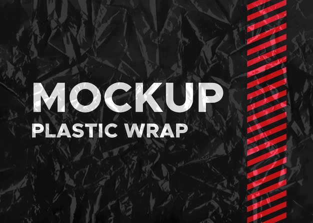 PSD wrinkled plastic wrap mockup