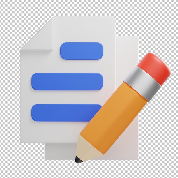 PSD write document icon 3d illustration