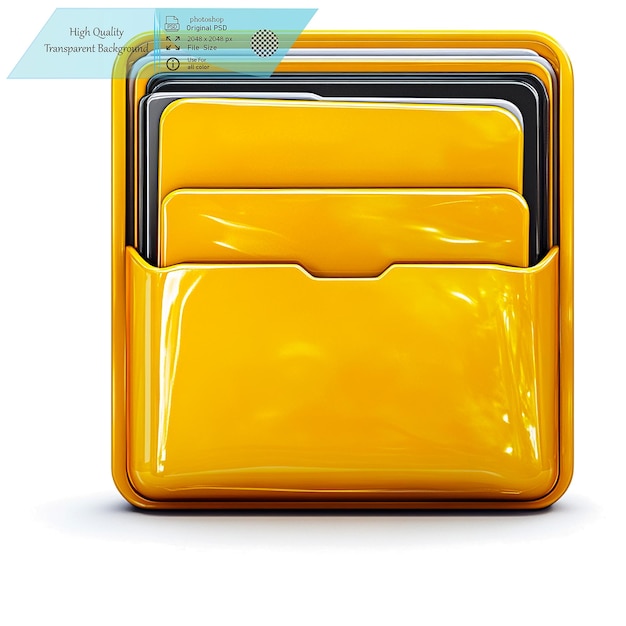 PSD yellow folder icon on transparent background