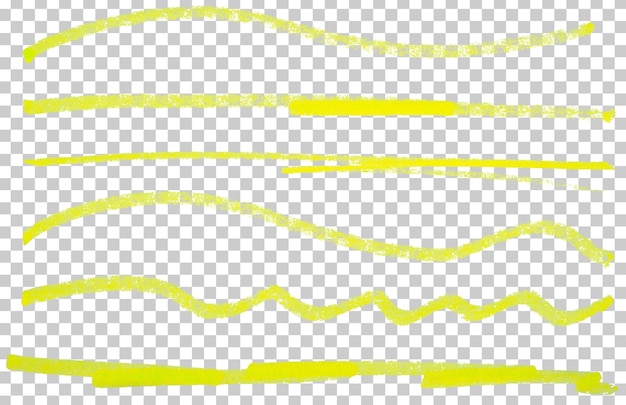 PSD yellow marker pen highlight lines doodle scribble underline design elements