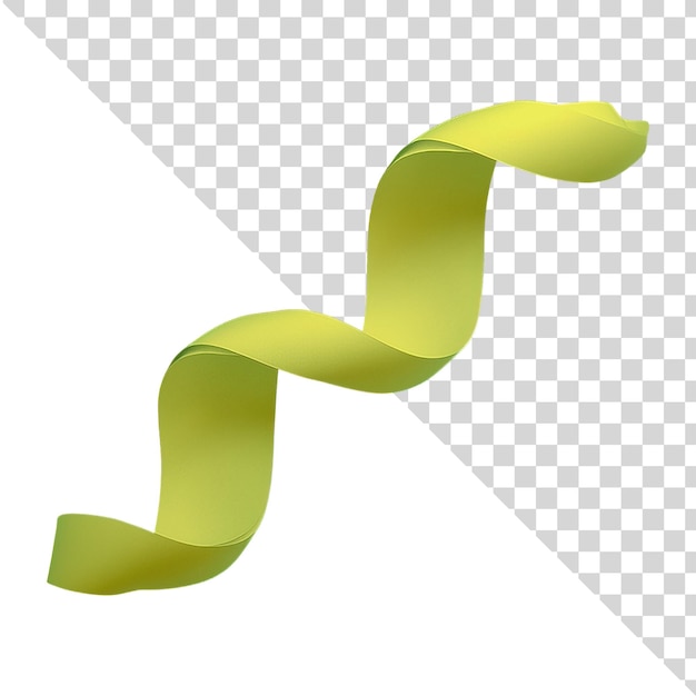 PSD yellow ribbon with curled shape