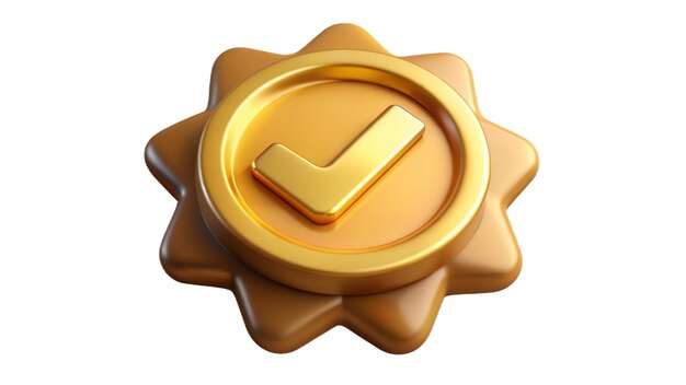 PSD yes approve gold icon 3d render