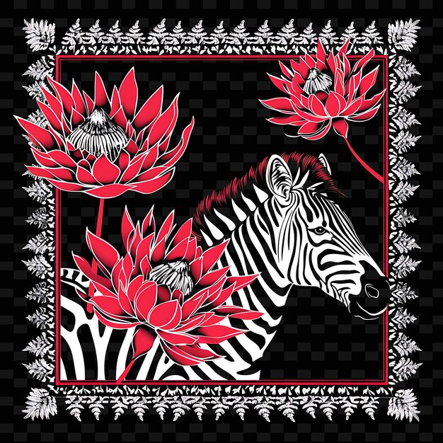 PSD a zebra is shown with flowers and a zebra