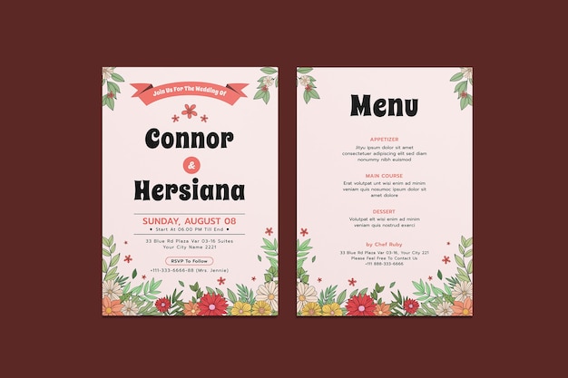 Vector 020202strike flowe wedding invitation template