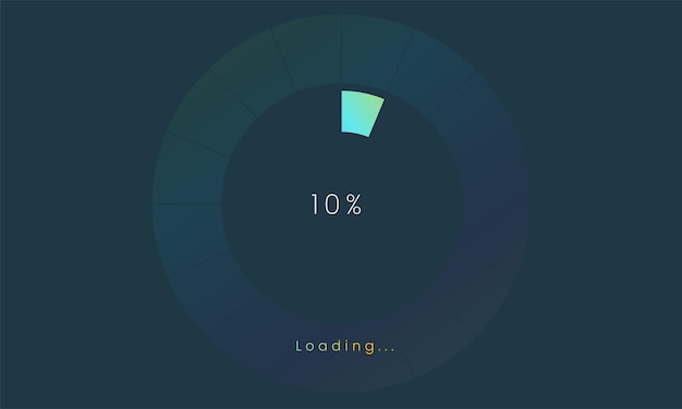 Vector 10 percent loading user interface a futuristic loading icon colorful loading tap menu ui