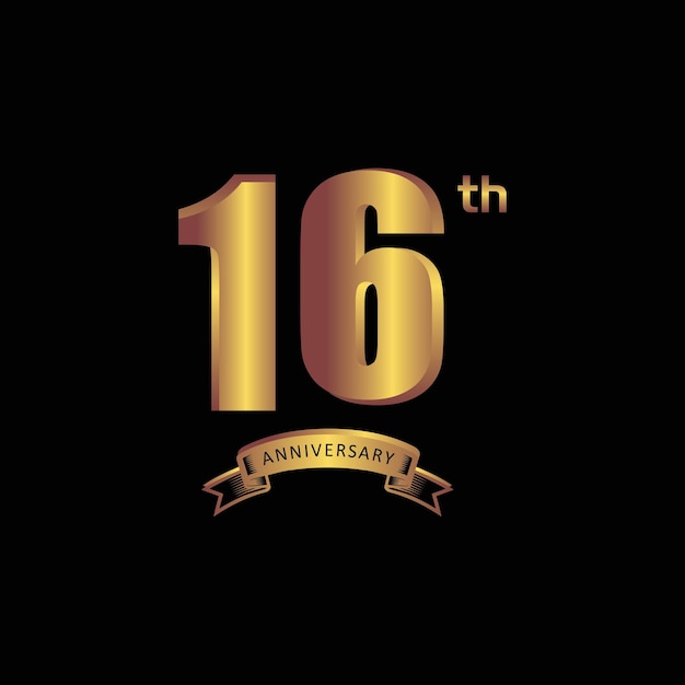 Vector 16st anniversary vector gold edition on black background