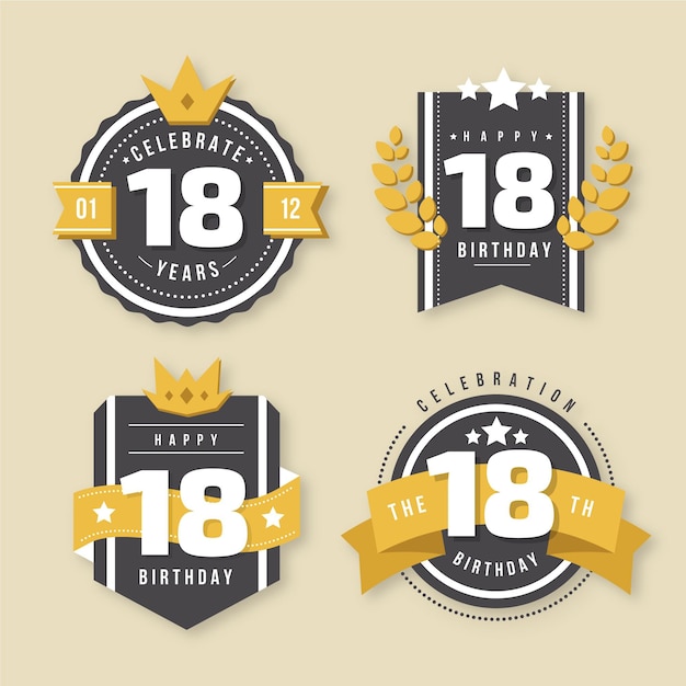Vector 18th birthday badges collection
