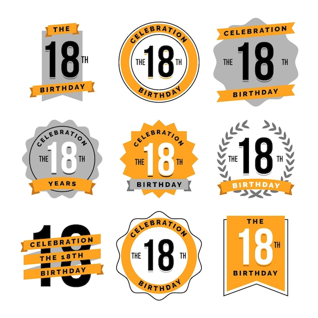 Vector 18th birthday badges