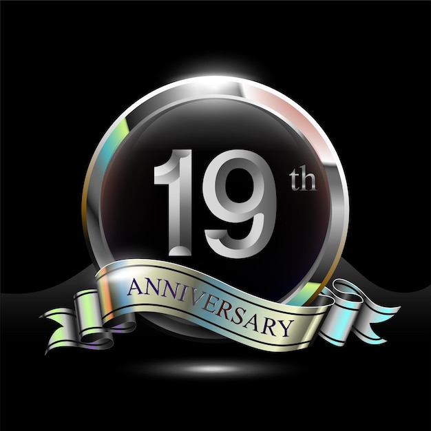 Vector 19th silver anniversary logo
