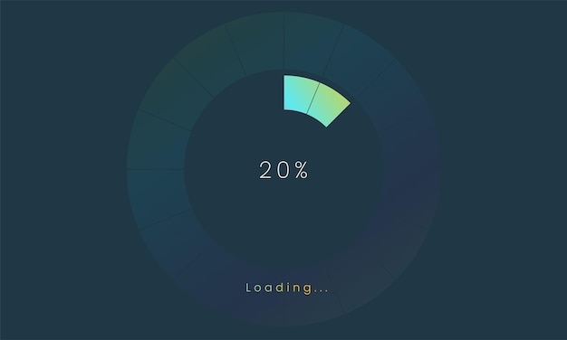 Vector 20 percent loading user interface a futuristic loading icon colorful loading tap menu ui