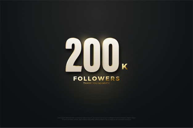 Vector 200k followers with numbers and light effects.