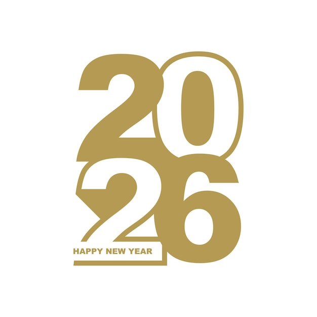 Vector 2026 happy new year number design 2026 flat typography