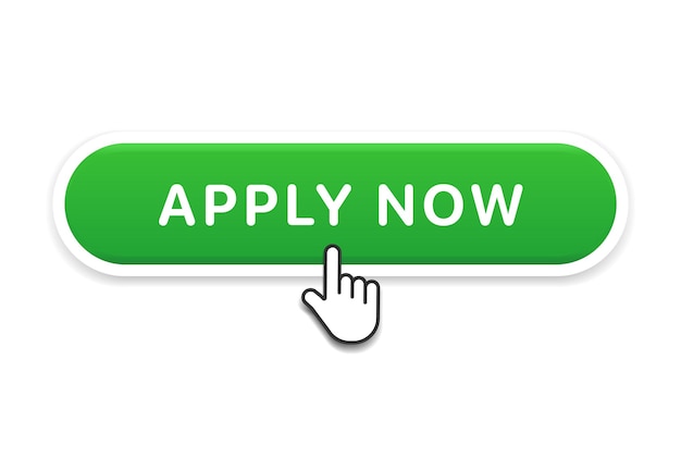 Vector 3d apply now button application icon hand cursor hand pointer clicking click here banner push button