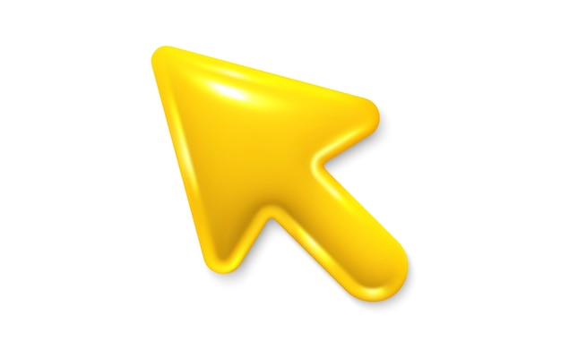 Vector 3d arrow pointer mouse cursor icon computer interface tool click here yellow arrow vector