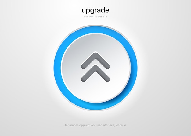 Vector 3d arrows up swipe up upload upgrade speed up level up icon symbol sign push button for ui website