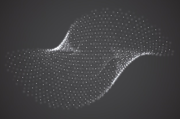 Vector 3d background wave of points geometric dance