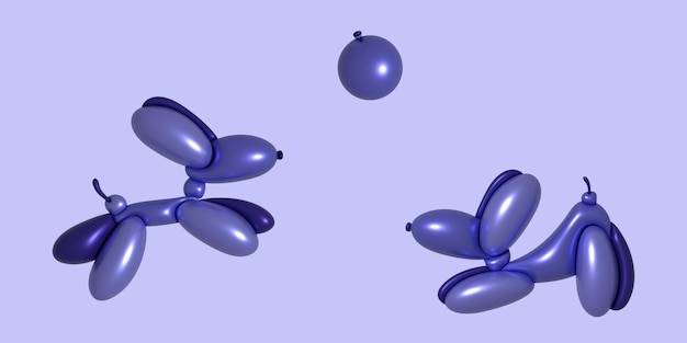 Vector 3d balloon dog vector illustration playing dogs
