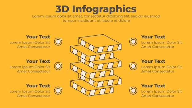 Vector 3d bar chart six steps infographic
