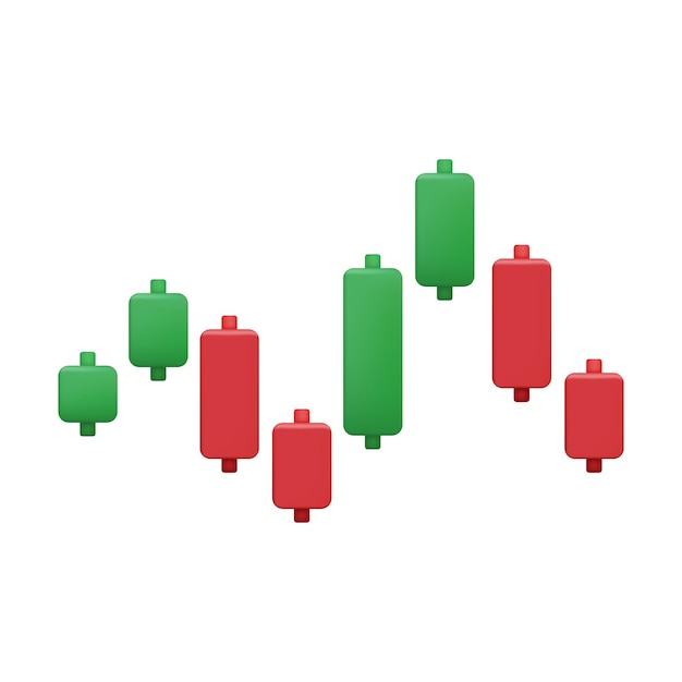 Vector 3d candlestick chart stock market analysis
