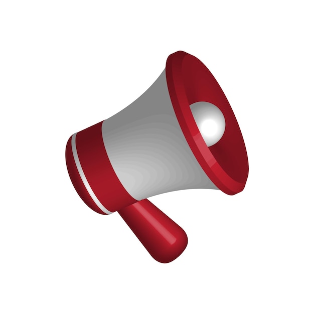 Vector 3d cartoon red and white megaphone for announcements