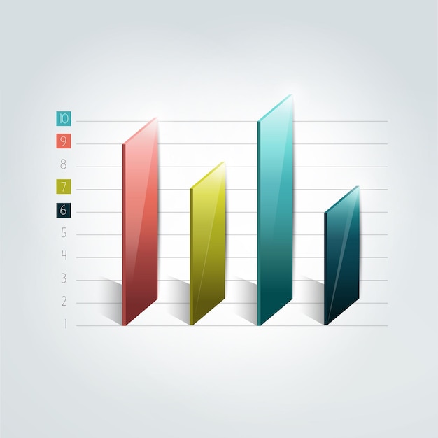 Vector 3d chart graph bar infographic element