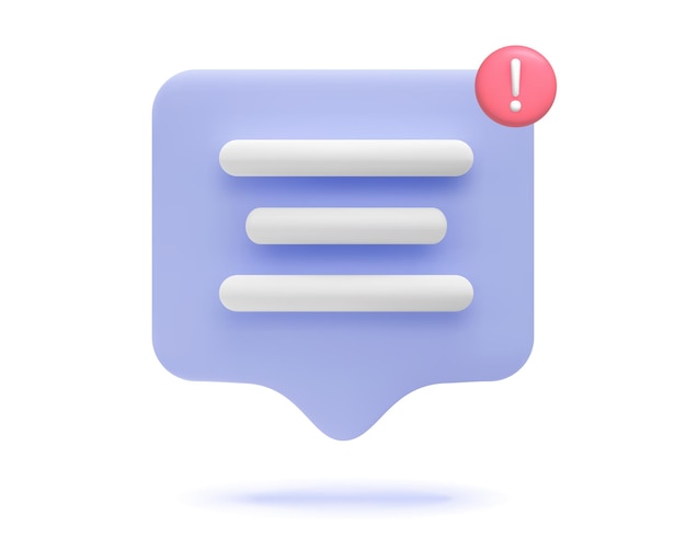 3d chat speech bubble talk icon with notification symbol message communication app web