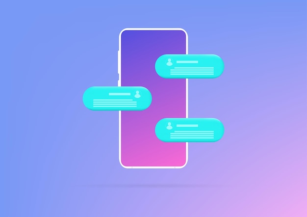 Vector 3d concept smartphone conversation. chatting box, message box. 3d web vector illustrations.
