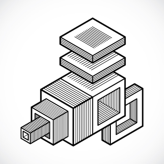 Vector 3d design, abstract vector dimensional cube shape.