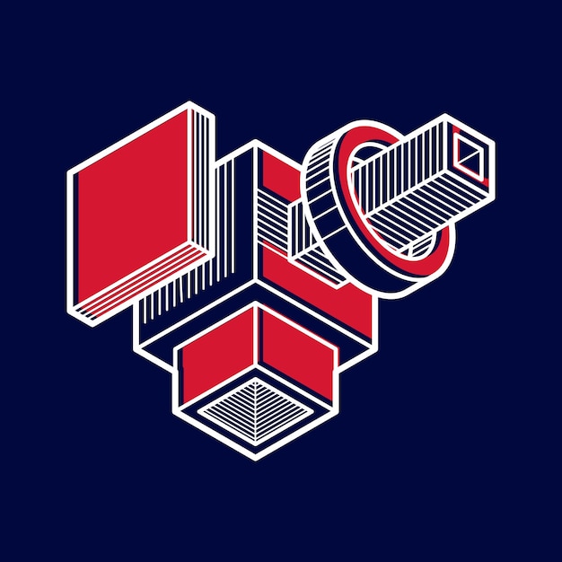 Vector 3d design, abstract vector dimensional cube shape.