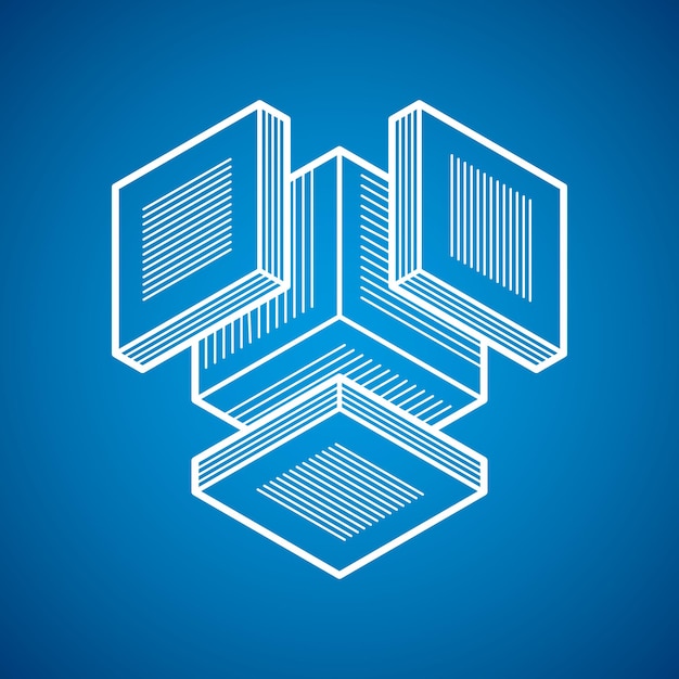 Vector 3d design, abstract vector dimensional cube shape.